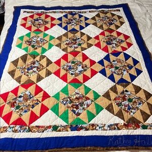 Quilt Handmade Teddy Bear 41”W x 46”L